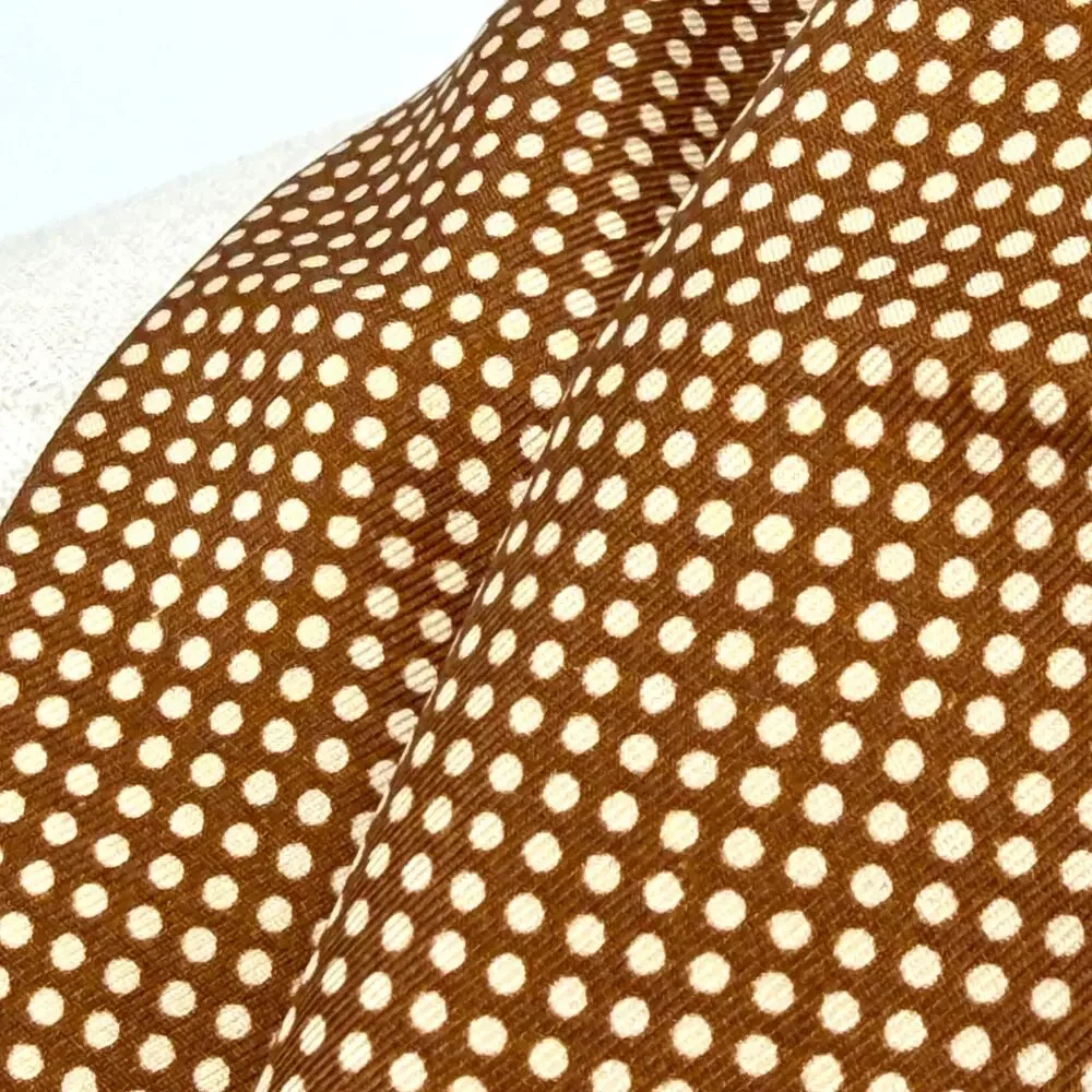 DKNY Brown 100% Silk Micro Polkadot Two Ply Neck Scarf
